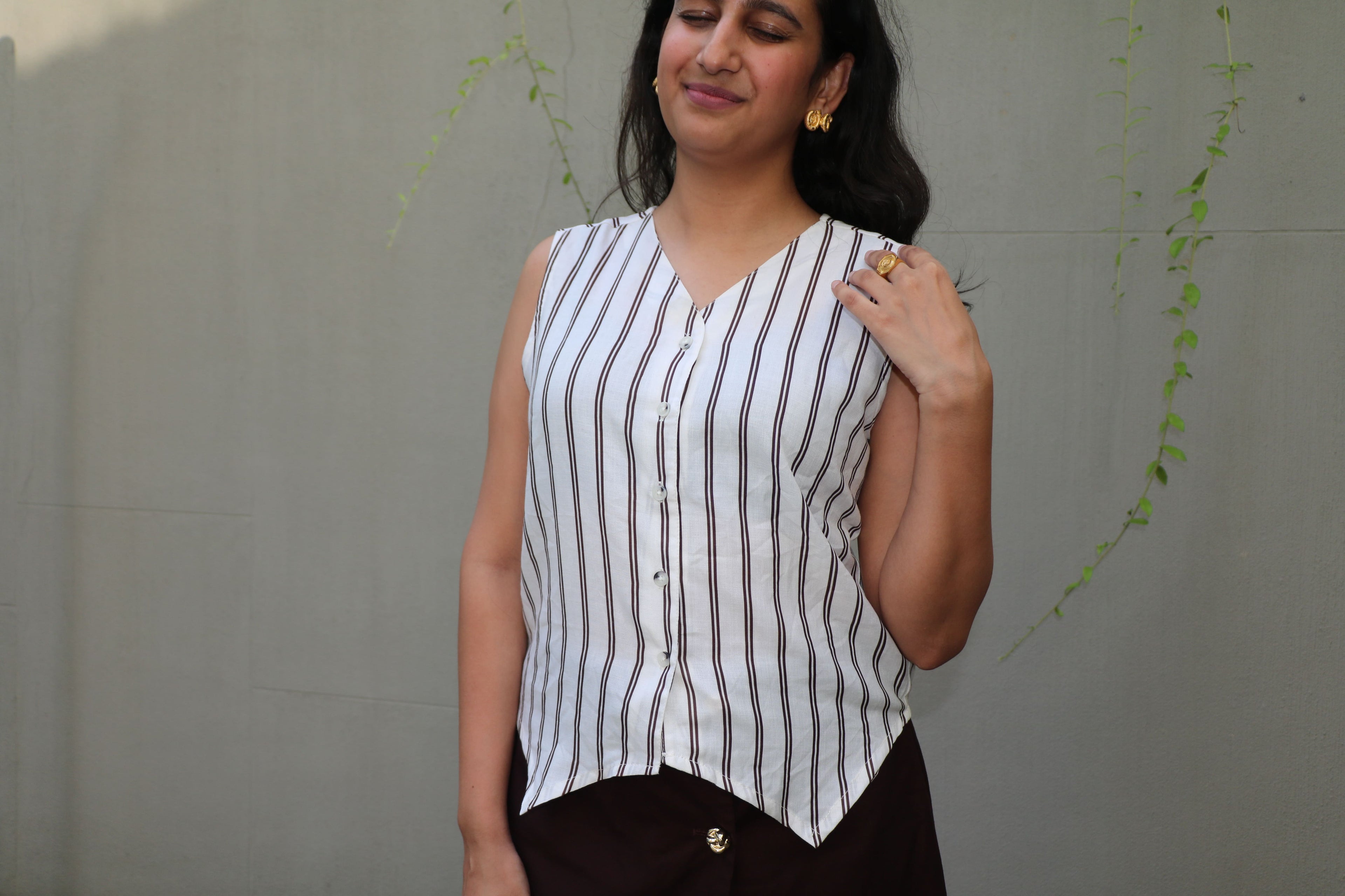 Brown Stripes Vest